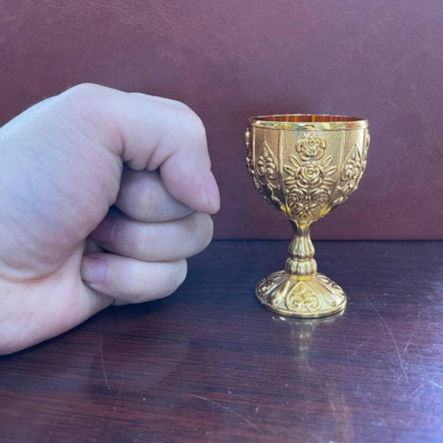 2Pcs Goblet Cup Golden Metal Retro Wine Cup Chalice Goblets